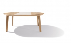 Miro Auszugtisch rund Holz mit Einlegplatte Glas 120+ 60 cm |23